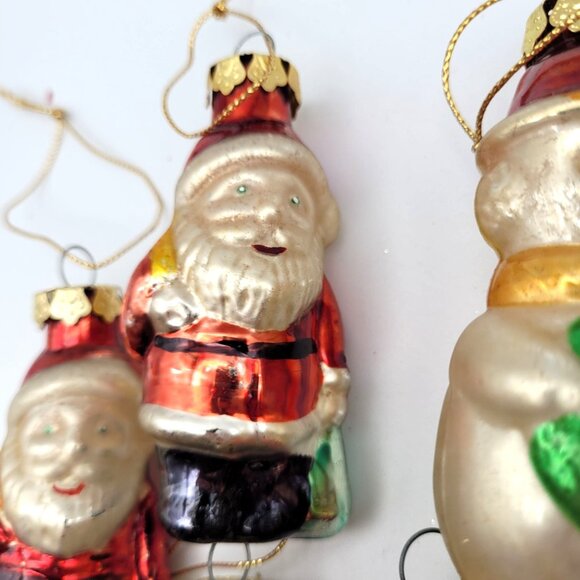 Glass Ornaments Set 7 1992 Snowman Santa 3.5'' Christmas Tree Ornaments Vintage - Picture 8 of 9